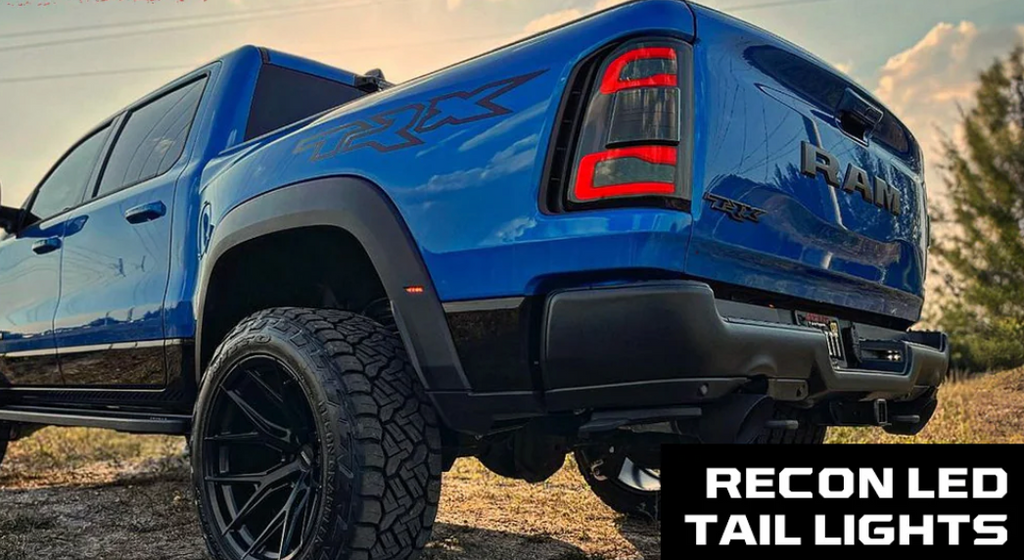 Go Recon Dodge RAM 1500 19-23 OLED Tail Lights Smoked w/ Scanning Red Turn Signals w/ Bliss - Replaces OEM LED Tail Lights