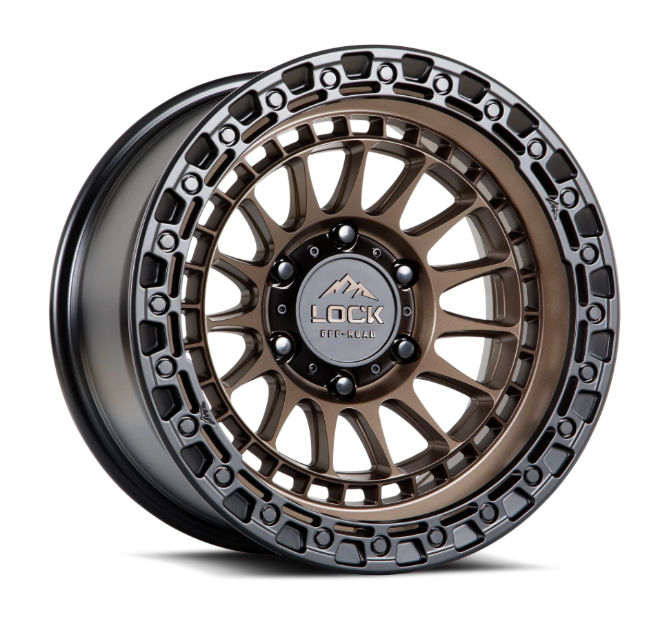 Lock Off- Road Mojave - 17X8.5 ET 25 Offset / 6X139.7 BP / 95.1 CB / Matte Bronze With Black Simulated Beadlock Ring