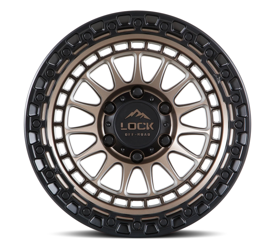 Lock Off- Road Mojave - 17X8.5 ET 25 Offset / 6X139.7 BP / 95.1 CB / Matte Bronze With Black Simulated Beadlock Ring